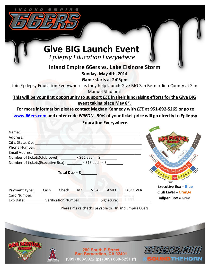 Give BIG Ticket Order Form- Epilepsy Education
